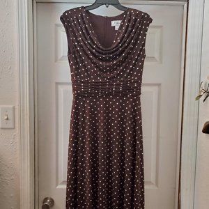 Brown Polka Dotted Formal Dress
